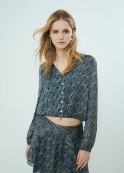 Brownie Spain Blusa Corta Botones Estampado-Mujer Camisas Y Blusas