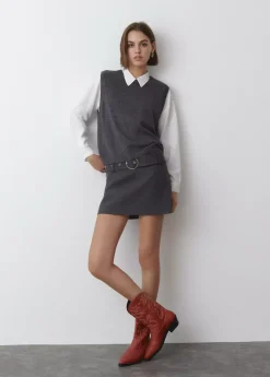 Brownie Spain Bota Cowboy Pespuntes Contraste Piel-Mujer Zapatos