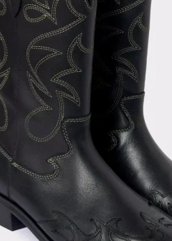 Brownie Spain Bota Cowboy Pespuntes Contraste Piel-Mujer Zapatos