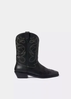 Brownie Spain Bota Cowboy Pespuntes Contraste Piel-Mujer Zapatos