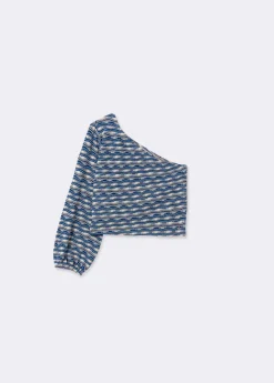 Brownie Spain Camiseta Asimetrica Hilo Metalizado-Mujer Camisetas