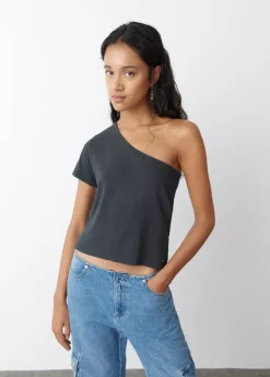 Brownie Spain Camiseta Asimetrica Manga Corta Antracita-Mujer Camisetas