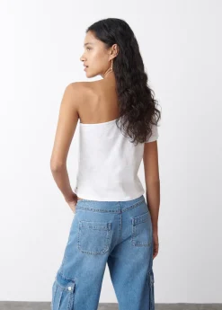 Brownie Spain Camiseta Asimetrica Manga Corta Blanca-Mujer Camisetas