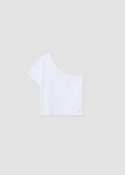 Brownie Spain Camiseta Asimetrica Manga Corta Blanca-Mujer Camisetas