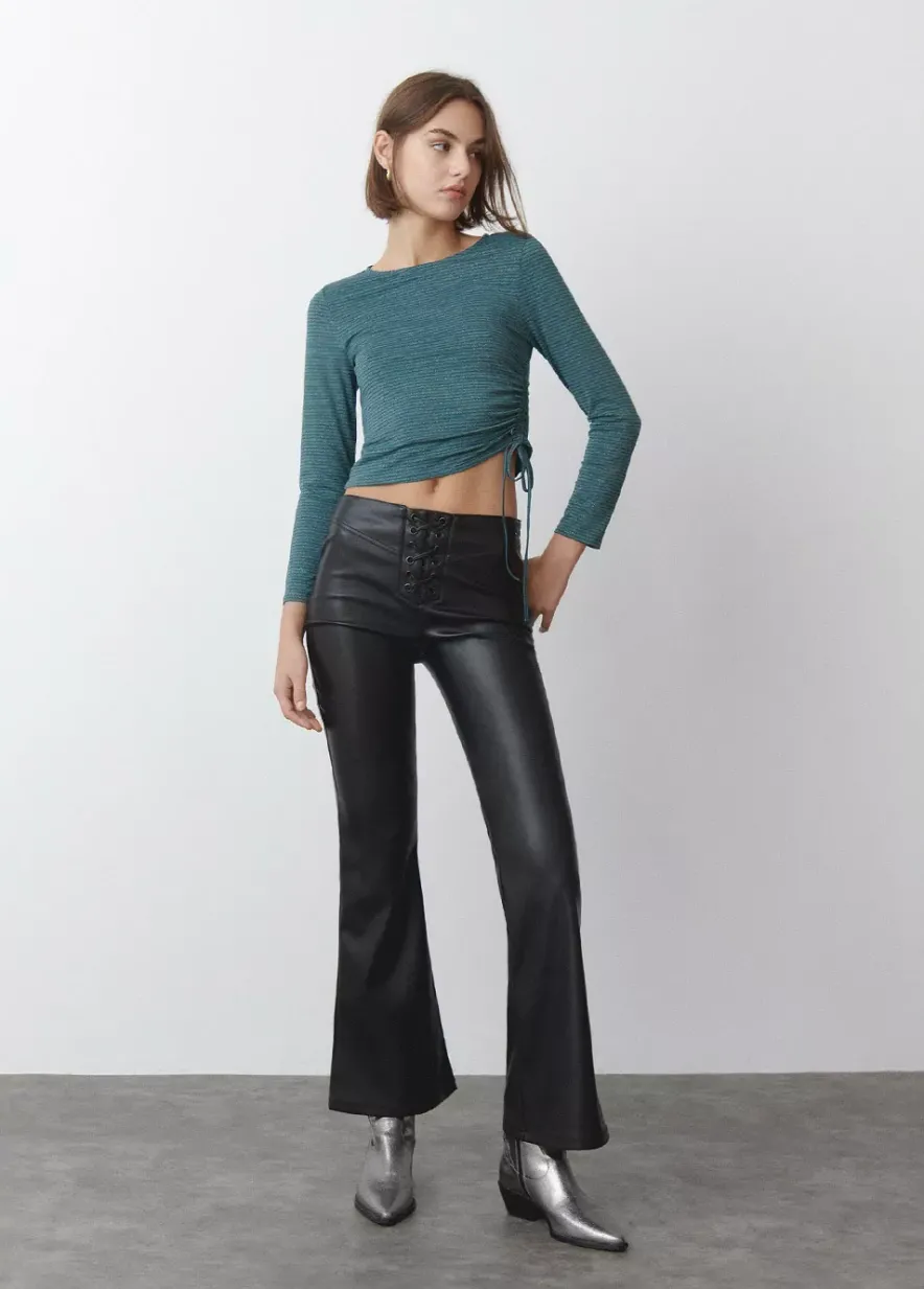 Brownie Spain Camiseta Asimetrica Rayas Frunce-Mujer Camisetas