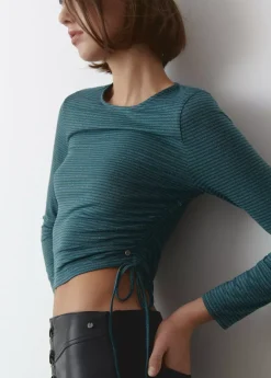 Brownie Spain Camiseta Asimetrica Rayas Frunce-Mujer Camisetas