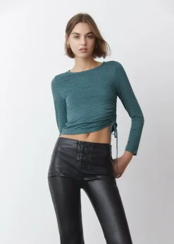 Brownie Spain Camiseta Asimetrica Rayas Frunce-Mujer Camisetas