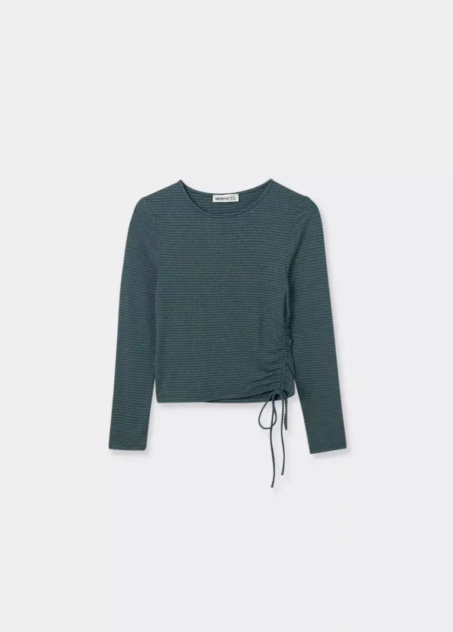 Brownie Spain Camiseta Asimetrica Rayas Frunce-Mujer Camisetas