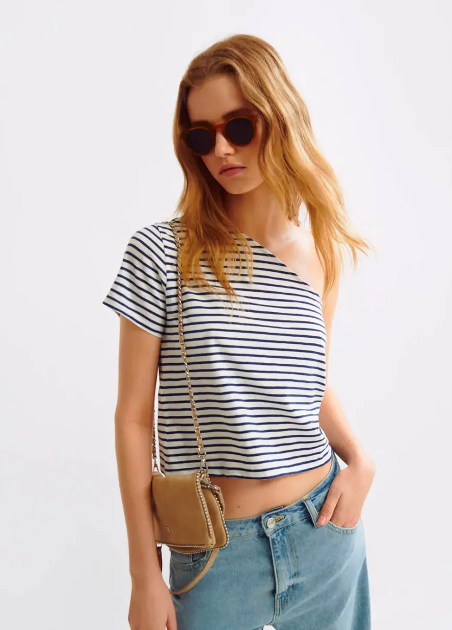 Brownie Spain Camiseta Asimetrica Rayas-Mujer Camisetas