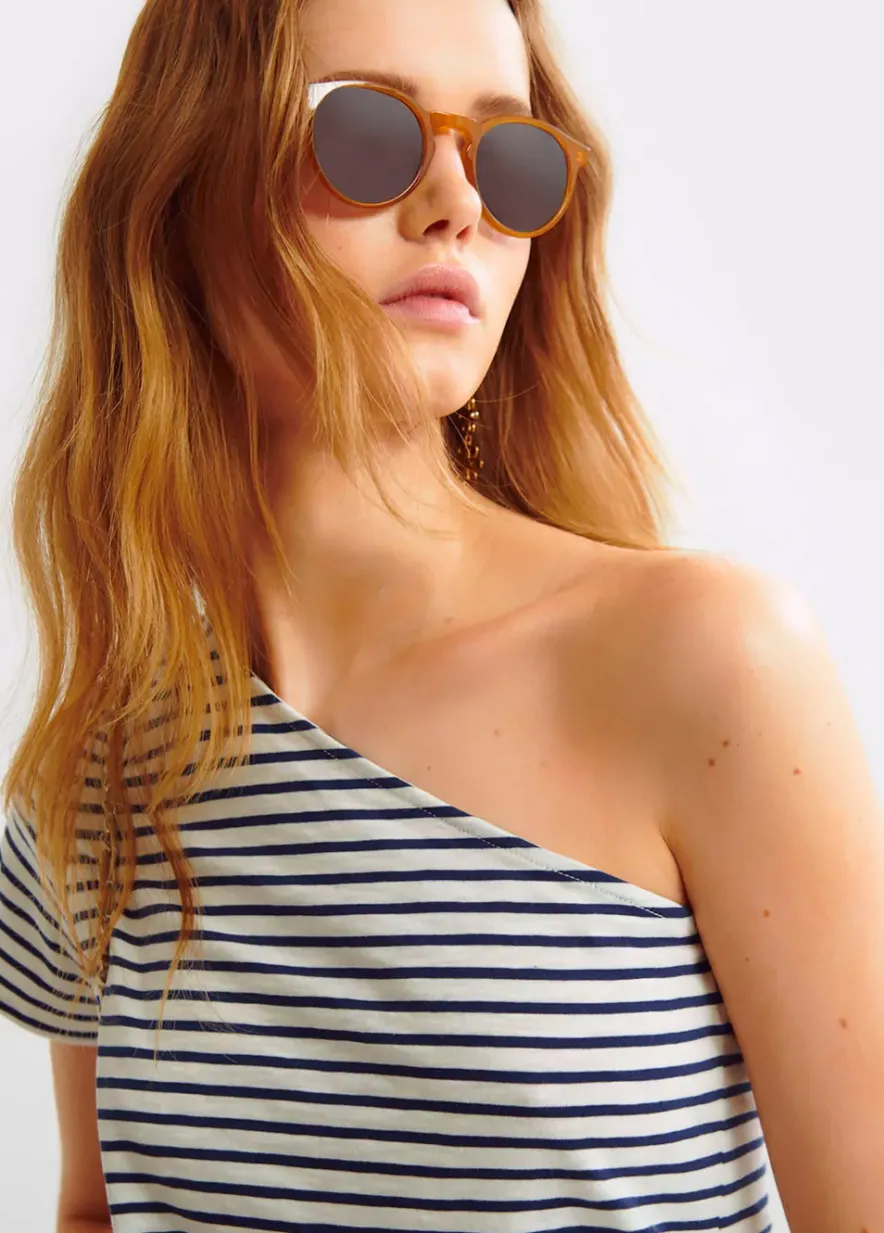 Brownie Spain Camiseta Asimetrica Rayas-Mujer Camisetas