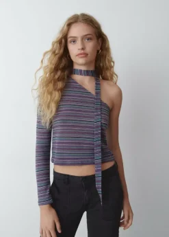 Brownie Spain Camiseta Manga Larga Asimetrica Chocker-Mujer Camisetas