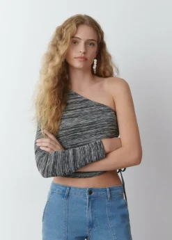 Brownie Spain Camiseta Manga Larga Asimetrica Frunce-Mujer Camisetas