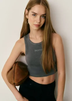 Brownie Spain Camiseta Sin Manga Bordada-Mujer Camisetas