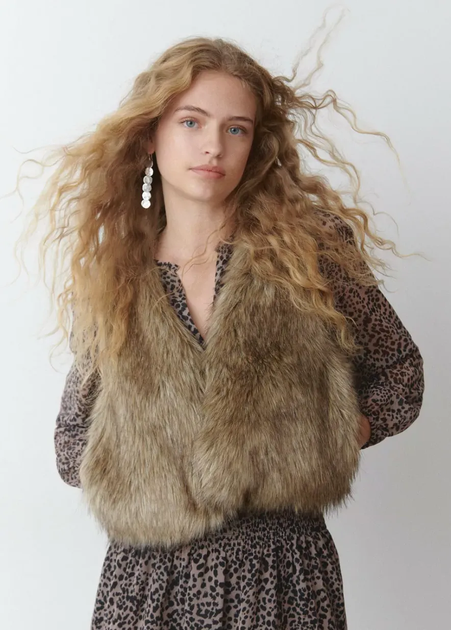 Brownie Spain Chaleco Cropped Efecto Pelo-Mujer Abrigos Y Chaquetas