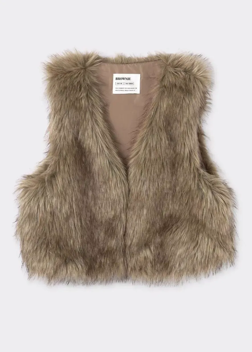 Brownie Spain Chaleco Cropped Efecto Pelo-Mujer Abrigos Y Chaquetas