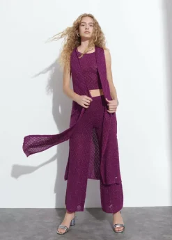 Brownie Spain Chaleco Largo Hilo Metalizado-Mujer Jerséis