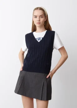 Brownie Spain Chaleco Pico Trenzas Bordado-Mujer Jerséis