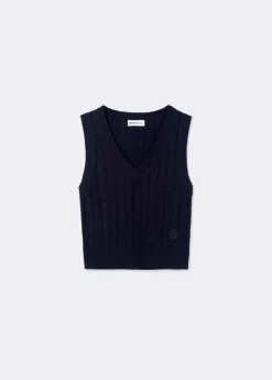 Brownie Spain Chaleco Pico Trenzas Bordado-Mujer Jerséis