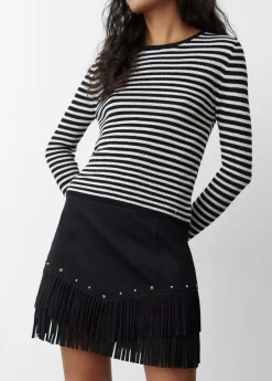 Brownie Spain Falda Efecto Ante Flecos Y Tachas-Mujer Faldas