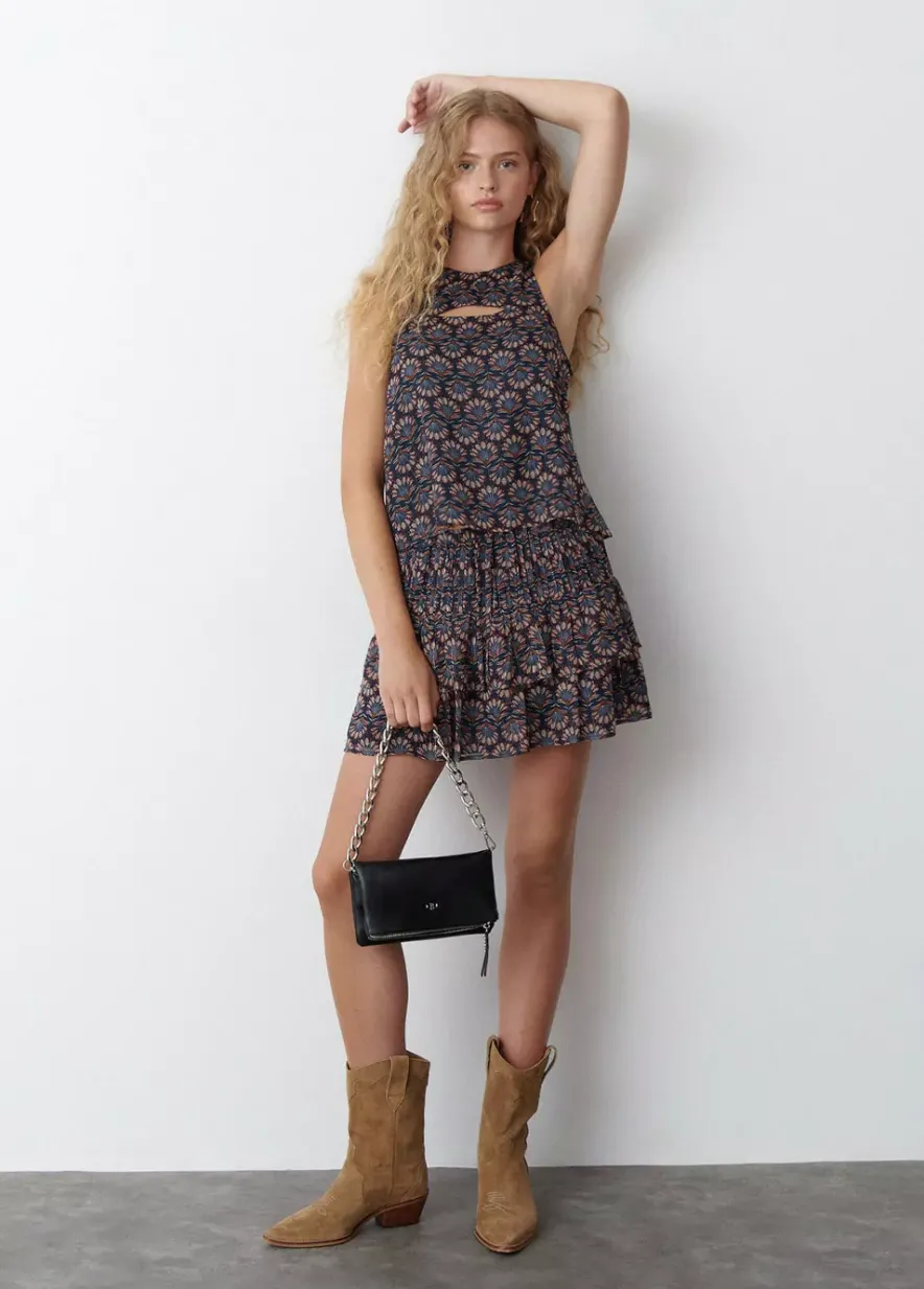 Brownie Spain Falda Estampado Indio Volantes Lurex-Mujer Faldas