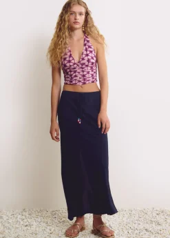 Brownie Spain Falda Larga Lisa Detalle Abalorio-Mujer Faldas