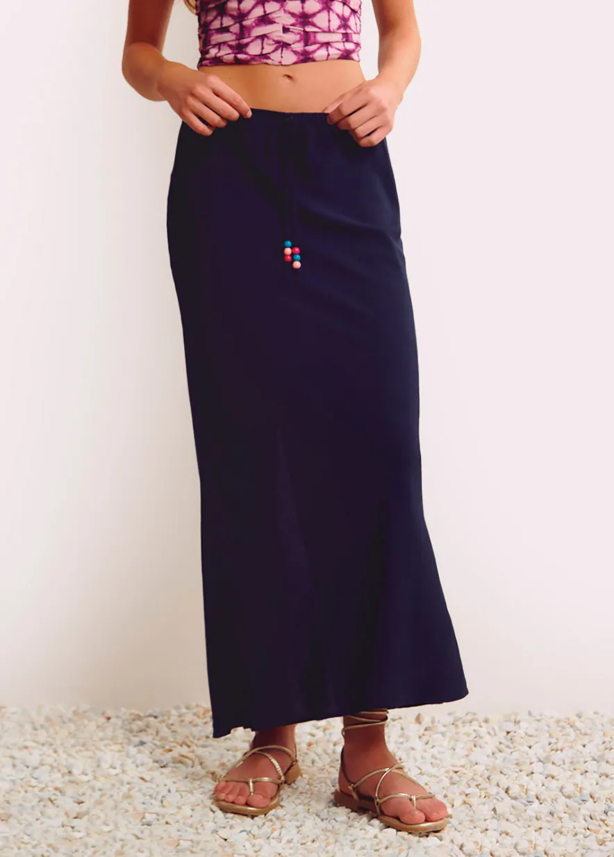 Brownie Spain Falda Larga Lisa Detalle Abalorio-Mujer Faldas