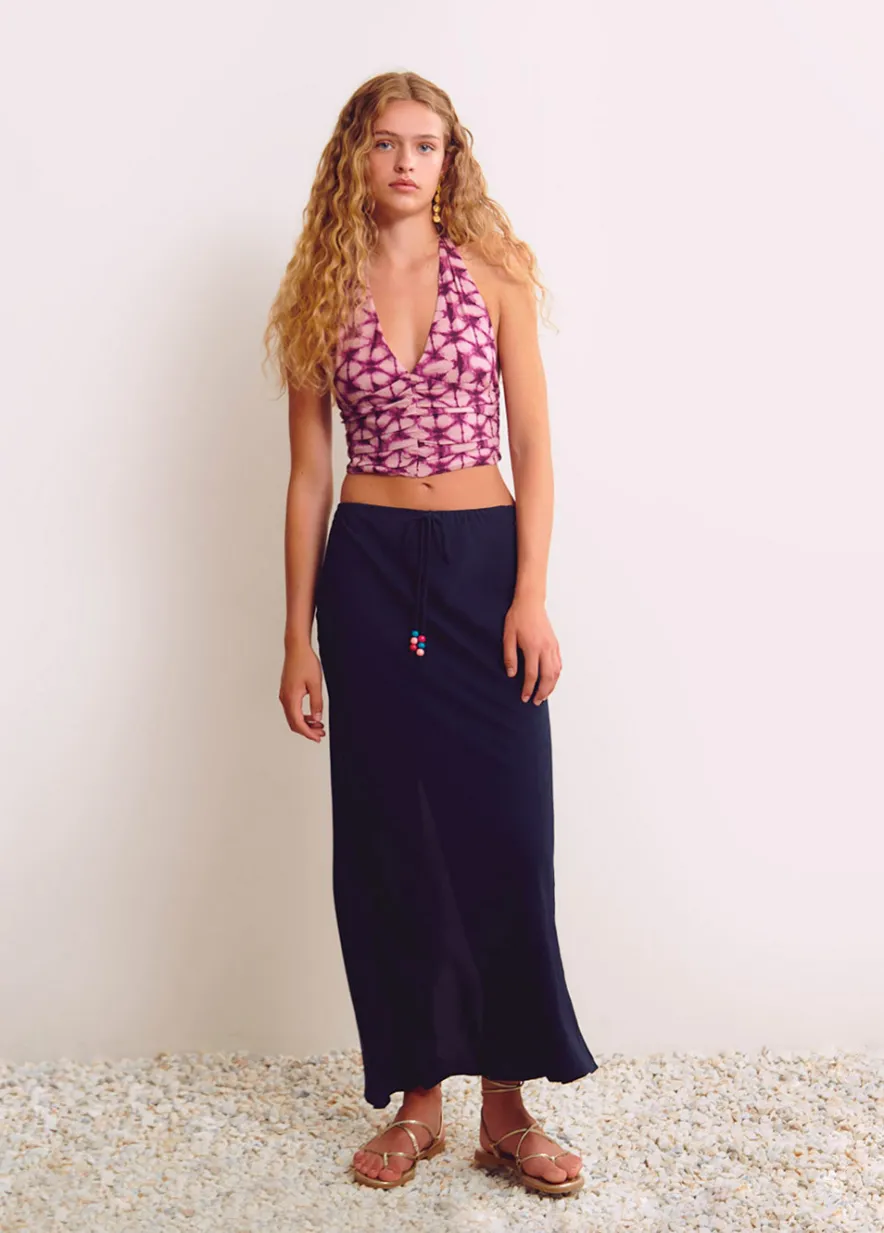 Brownie Spain Falda Larga Lisa Detalle Abalorio-Mujer Faldas