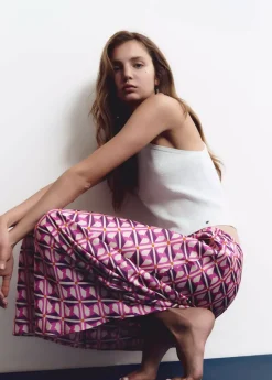 Brownie Spain Falda Midi Estampada Satinada-Mujer Faldas