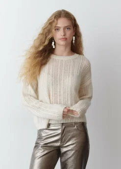 Brownie Spain Jersey Calado Cuello Redondo Crudo-Mujer Jerséis