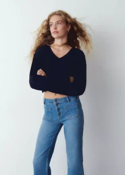 Brownie Spain Jersey Cropped Cuello Pico-Mujer Jerséis