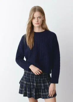 Brownie Spain Jersey Trenzas Cuello Redondo Marino-Mujer Jerséis