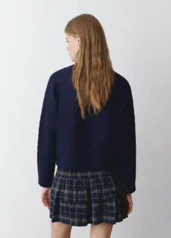 Brownie Spain Jersey Trenzas Cuello Redondo Marino-Mujer Jerséis