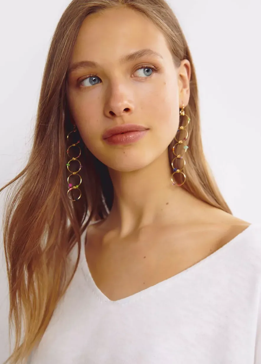 Brownie Spain Pendientes Largo Cinco Aros Piedras-Mujer Otros Accesorios