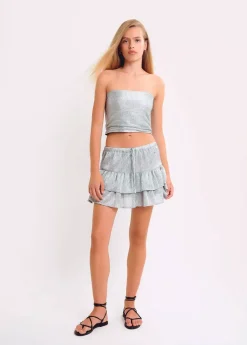 Brownie Spain Top Bandeau Tejido Plateado-Mujer Tops