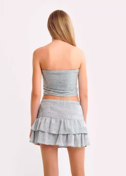 Brownie Spain Top Bandeau Tejido Plateado-Mujer Tops