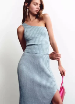 Brownie Spain Top Canale Asimetrico Hilo Metalizado-Mujer Tops