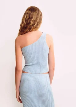 Brownie Spain Top Canale Asimetrico Hilo Metalizado-Mujer Tops