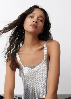 Brownie Spain Top Malla Metalica Plata-Mujer Tops