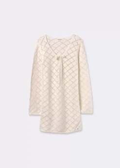 Brownie Spain Vestido Crochet Corto Manga Larga-Mujer Vestidos