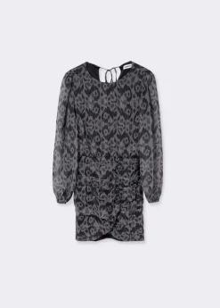 Brownie Spain Vestido Drapeado Estampado Ikat-Mujer Vestidos